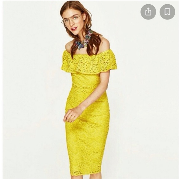 zara yellow off shoulder dress